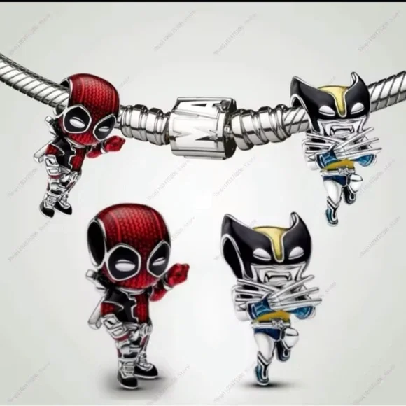 925 Sterling Silver Marvel Deadpool Inspired Charm For Charm Bracelet - Picture 4 of 5